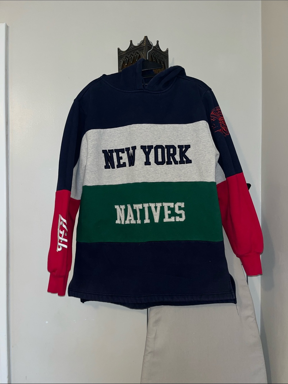 New York Natives Colorblock Hoodie Sweater - Navy, Gray, Green, Red